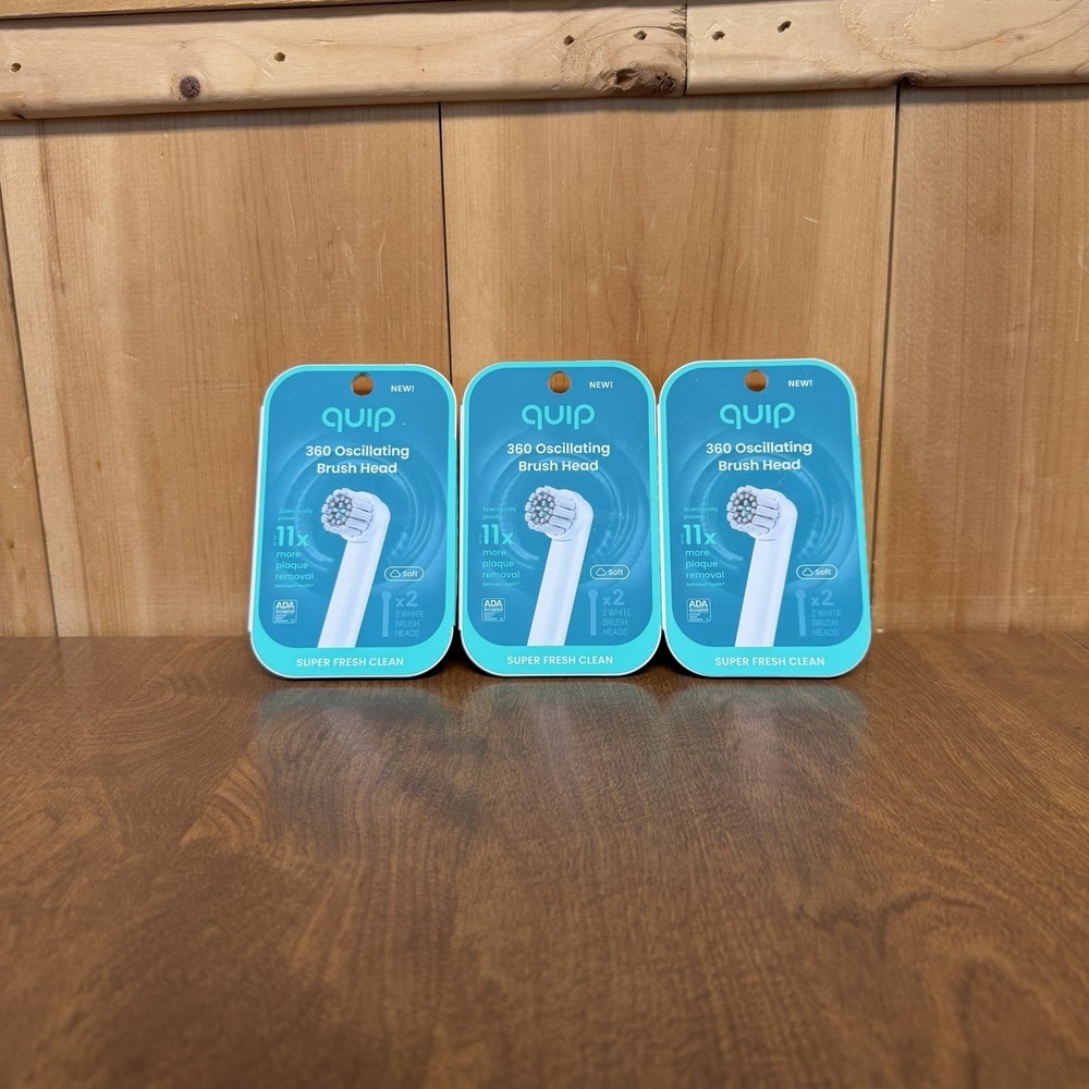 Quip 360 White Oscillation Replacement Brush Heads 6 New Sealed Soft Bristle